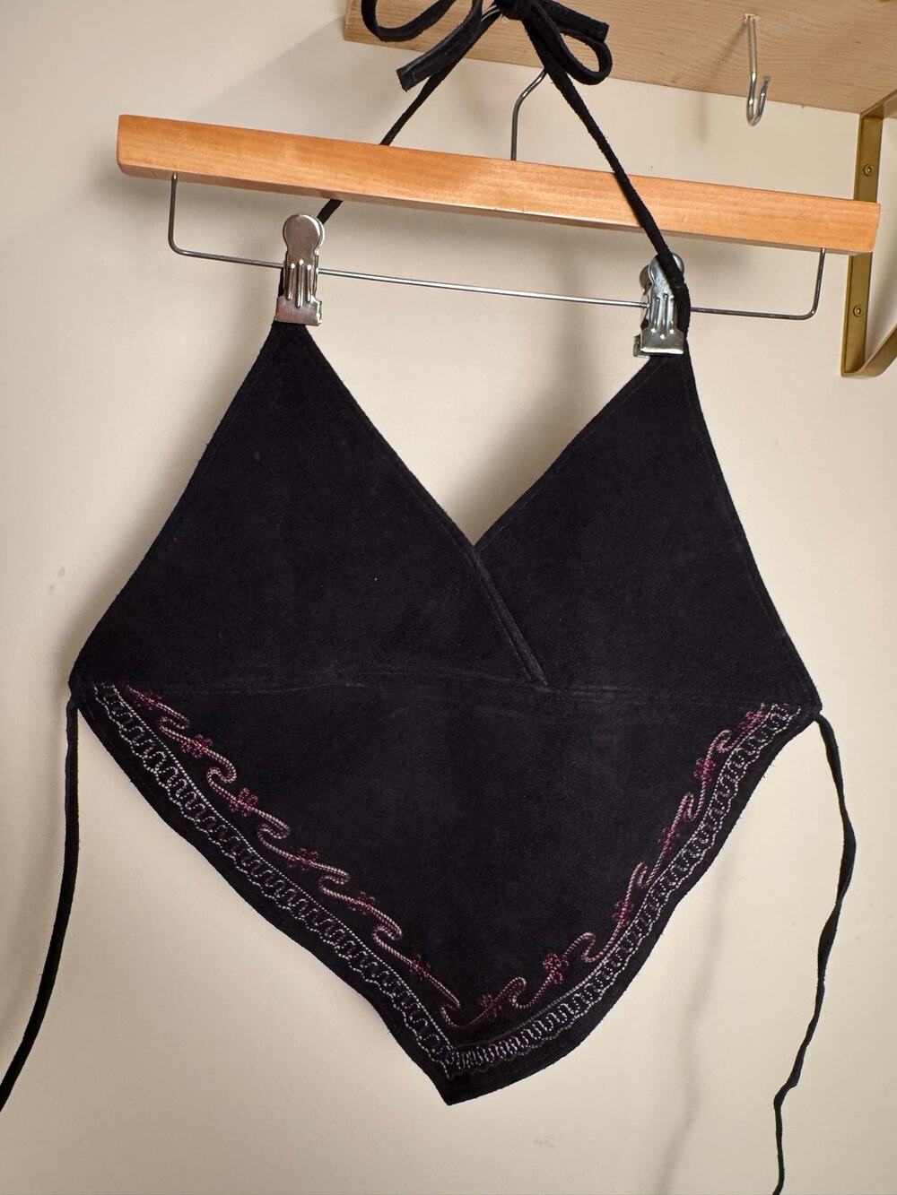 Vintage Y2K Genuine Leather Halter Top Handkerchief Style